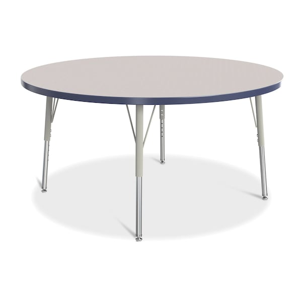 Jonti-Craft Berries Round Activity Table, 48 in. Diameter, E-height, Freckled Gray/Navy/Gray 6433JCE112 - main